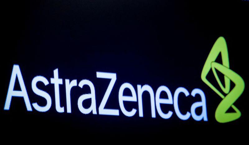 &copy; Reuters. FILE PHOTO: The company logo for pharmaceutical company AstraZeneca is displayed on a screen on the floor at the New York Stock Exchange, U.S., April 8, 2019. REUTERS/Brendan McDermid/File Photo
