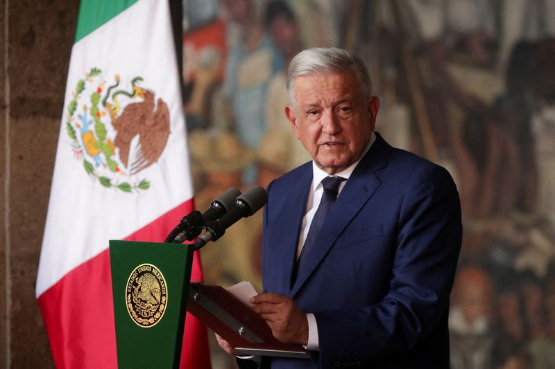&copy; Reuters. FILE PHOTO: Mexican President Andres Manuel Lopez Obrador holds his fourth state of the union address at the National Palace in Mexico City, Mexico September 1, 2022. REUTERS/Henry Romero/File Photo