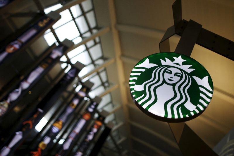 &copy; Reuters. FILE PHOTO: A Starbucks store is seen inside the Tom Bradley terminal at LAX airport in Los Angeles, California, United States, October 27, 2015. REUTERS/Lucy Nicholson