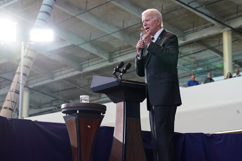 &copy; Reuters. FILE PHOTO: U.S. President Joe Biden delivers remarks to tout the benefits of the "Infrastructure Investment and Jobs Act," at Boston Logan International Airport's Terminal E in Boston, Massachusetts, U.S., September 12, 2022. REUTERS/Kevin Lamarque