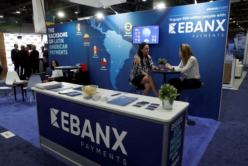 © Reuters. Stand da processadora de pagamentos Ebanx no salão de exposições durante a conferência Money 20/20 em Las Vegas, EUA 
24/10/2017 
REUTERS/Steve Marcus