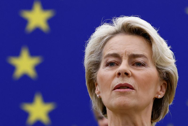 &copy; Reuters. European Commission President Urusla von der Leyen delivers state of the European Union address to the European Parliament, in Strasbourg, France, September 14, 2022. REUTERS/Yves Herman