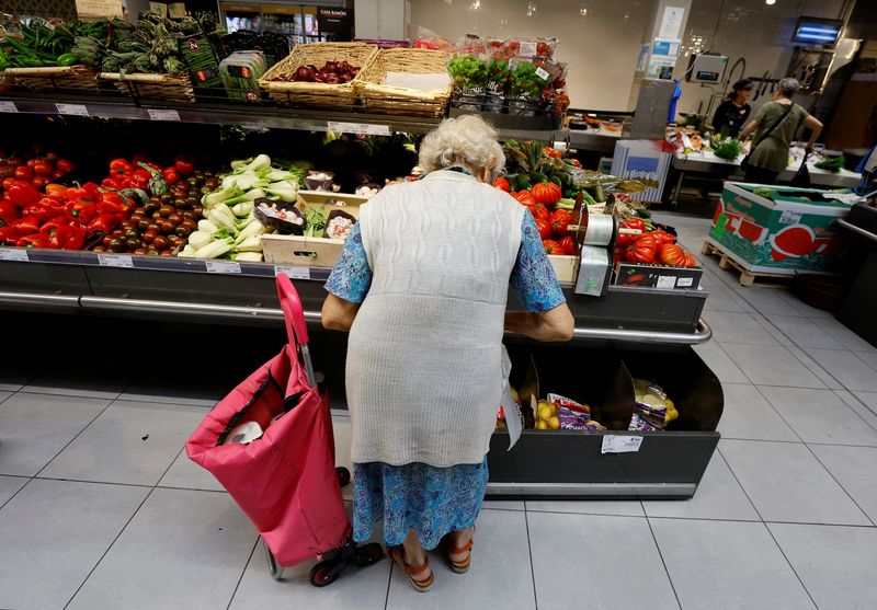 &copy; Reuters. FILE PHOTO: An elderly woman shops in a supermarket in Nice, France, August 18, 2022. REUTERS/Eric Gaillard/File Photo