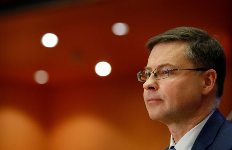 &copy; Reuters. FILE PHOTO: Valdis Dombrovskis of Latvia attends his hearing before the European Parliament in Brussels, Belgium October 8, 2019. REUTERS/Francois Lenoir