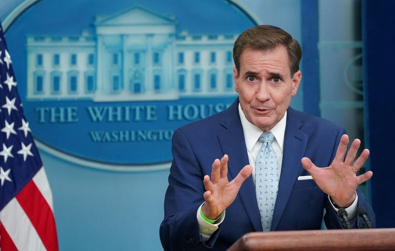 &copy; Reuters. FILE PHOTO: White House national security spokesman John Kirby speaks to reporters during a press briefing at the White House in Washington, U.S., September 13, 2022. REUTERS/Kevin Lamarque