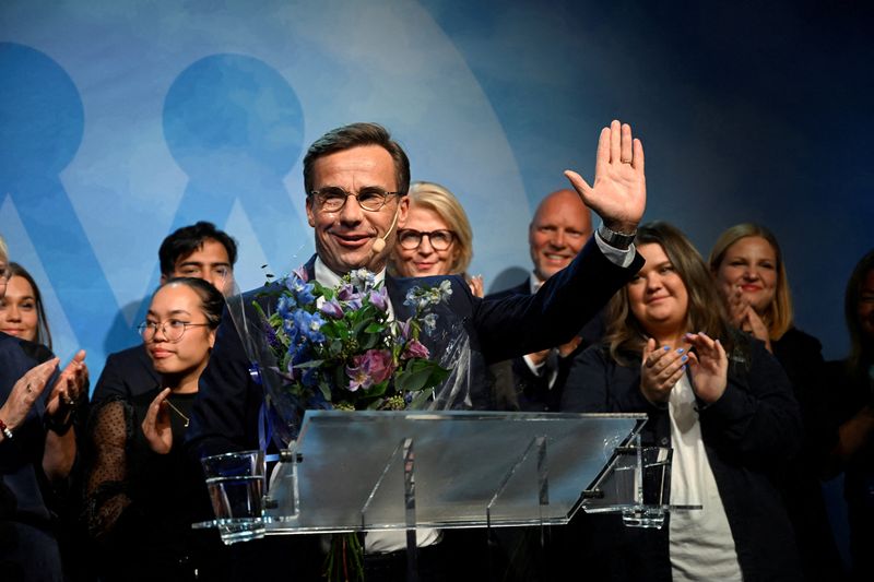 &copy; Reuters. Foto de archivo del líder del partido Moderado Ulf Kristersson dando un discruso en Estocolmo. 
Sep 11, 2022.TT News Agency/Fredrik Sandberg via REUTERS 