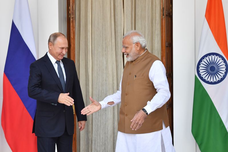 &copy; Reuters. Modi recebe Putin em Nova Délhi
 5/10/2018   Yuri Kadobnov/Poll via REUTERS