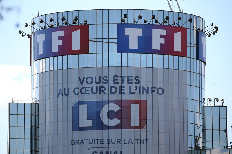 &copy; Reuters. FILE PHOTO: Logos of French television networks TF1 and LCI are seen at the Boulogne-Billancourt headquarters, near Paris, France, April 18, 2016. REUTERS/Charles Platiau