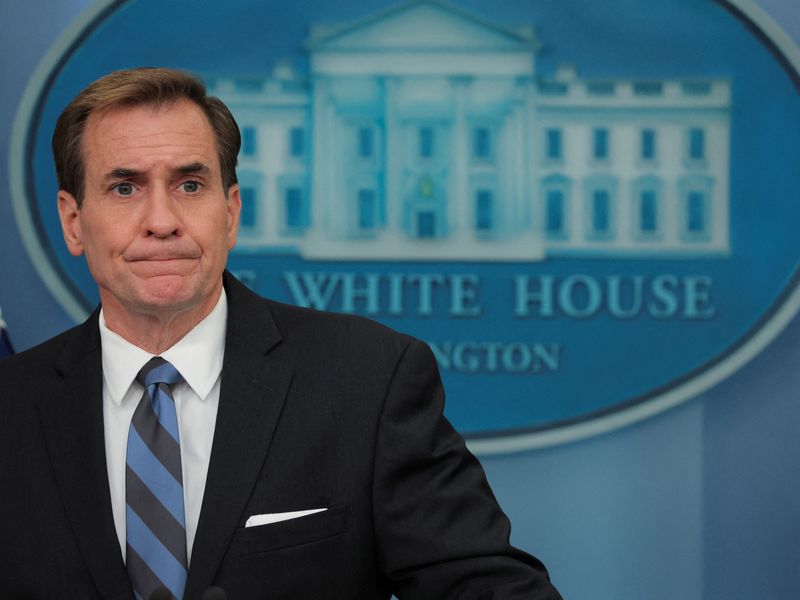 &copy; Reuters. FILE PHOTO - U.S. White House National Security Council Coordinator for Strategic Communications John Kirby pauses as he answers questions about the conviction and sentencing of American WNBA basketball player Brittney Griner in a Russian court for drug s