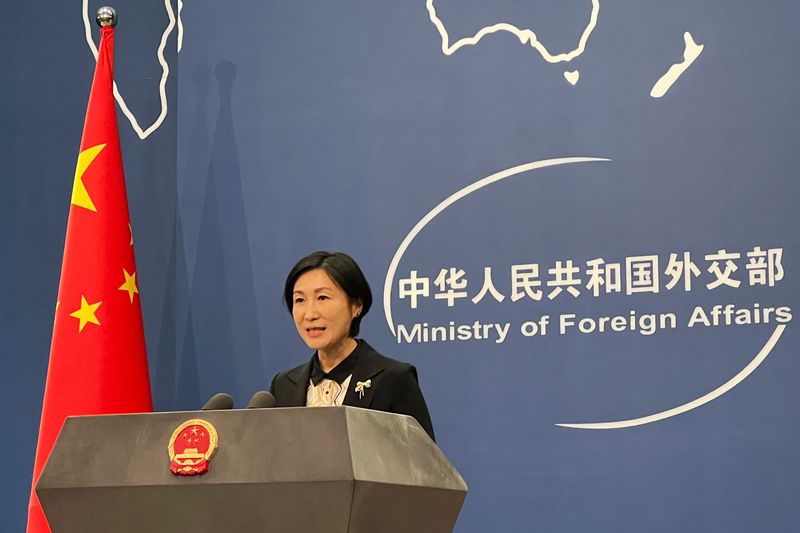 &copy; Reuters. المتحدثة باسم وزارة الخارجية الصينية ماو نينغ خلال مؤتمر صحفي في بكين في الخامس من سبتمبر أيلول 2022. تصوير: يو لون تيان - رويترز.