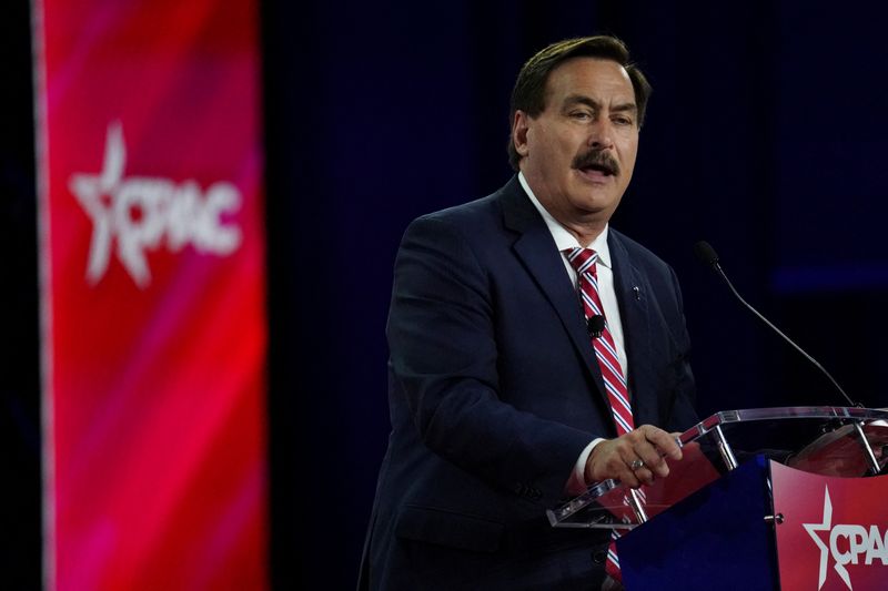 &copy; Reuters. FILE PHOTO - Mike Lindell, CEO of MyPillow, speaks during general session at the Conservative Political Action Conference (CPAC) in Dallas, Texas, U.S., August 5, 2022. REUTERS/Go Nakamura