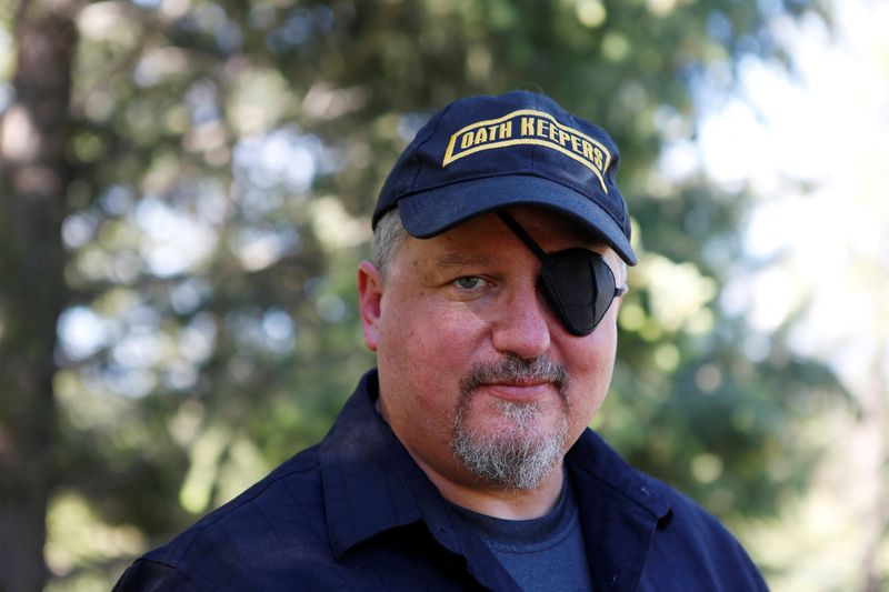 &copy; Reuters. FILE PHOTO: Oath Keepers militia founder Stewart Rhodes poses during an interview session in Eureka, Montana, U.S. June 20, 2016.  REUTERS/Jim Urquhart/File Photo