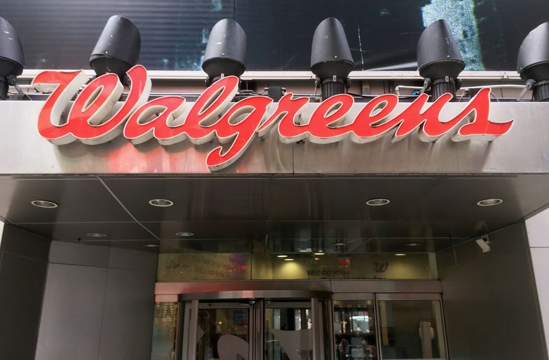 &copy; Reuters. FILE PHOTO: The Walgreens logo is seen outside the store in Times Square in New York, U.S., July 5, 2016.  REUTERS/Shannon Stapleton