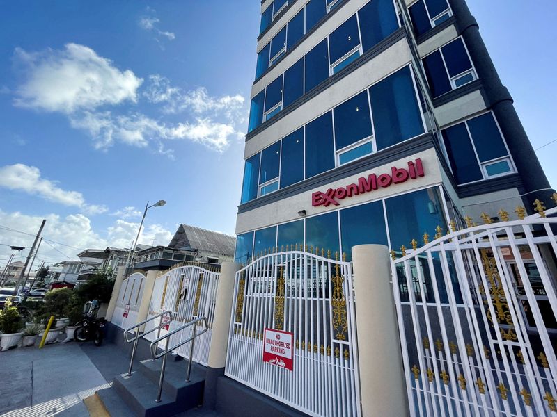 &copy; Reuters. FILE PHOTO: The Exxon Mobil Corp building is pictured in Georgetown, Guyana February 18, 2022. REUTERS/Sabrina Valle