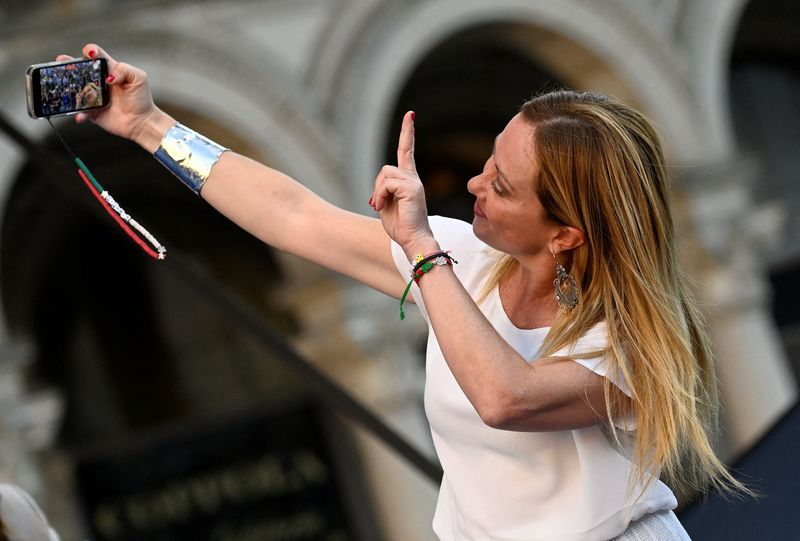 &copy; Reuters. Giorgia Meloni, líder do partido italiano de direita Irmãos da Itália, durante comício em Milão
11/09/2022 REUTERS/Flavio Lo Scalzo