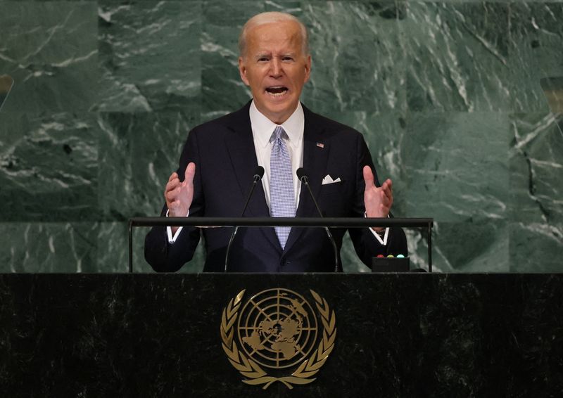 &copy; Reuters. Biden em discurso na ONU
 21/9/2022   REUTERS/Brendan McDermid  