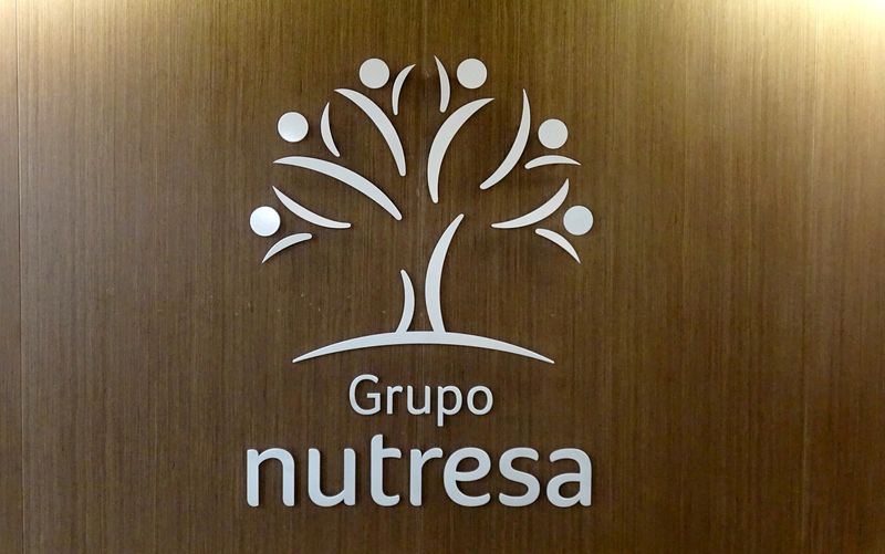 &copy; Reuters. FILE PHOTO: The logo of Nutresa is seen in Medellin, Colombia June 26, 2019. Picture taken June 26, 2019. REUTERS/Luis Jaime Acosta/File Photo