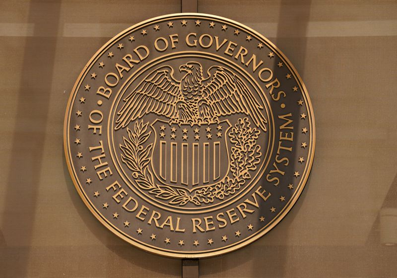 &copy; Reuters. A sign for the Federal Reserve Board of Governors is seen at the entrance to the William McChesney Martin Jr. building ahead of a news conference by Federal Reserve Board Chairman Jerome Powell on interest rate policy, in Washington, U.S., September 21, 2