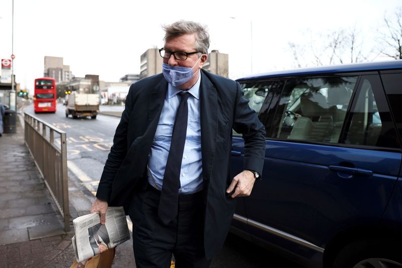 &copy; Reuters. FILE PHOTO: Britain's Crispin Odey arrives at Hendon Magistrates' Court to face one charge of indecent assault in Hendon, London, Britain, February 18, 2021. REUTERS/Henry Nicholls