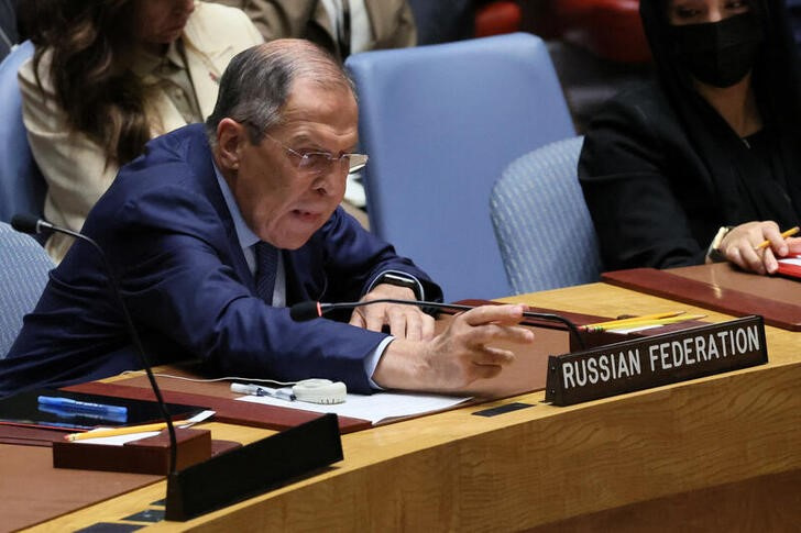 &copy; Reuters. Foto del jueves del ministro de Asuntos Exteriores ruso, Serguéi Lavrov, hablando ante el Consejo de Seguridad de la ONU 
 Sept  22, 2022. REUTERS/Brendan McDermid