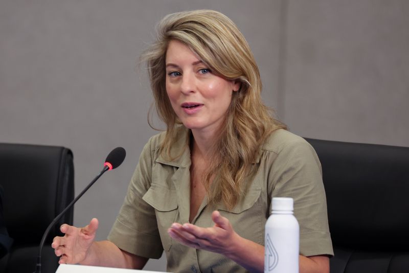 &copy; Reuters. FILE PHOTO - Canadian Foreign Minister Melanie Joly speaks during a trilateral meeting with U.S. and Mexican counterparts at the ninth Summit of the Americas in Los Angeles, California, U.S., June 10, 2022. REUTERS/Lucy Nicholson