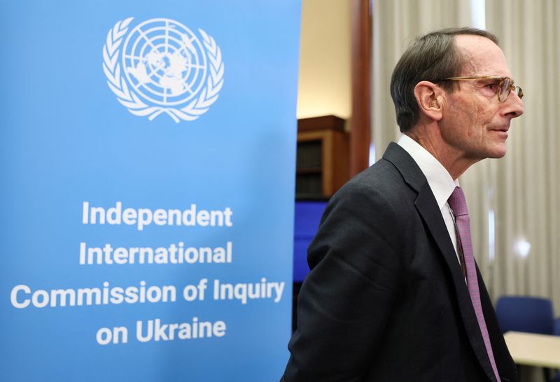 &copy; Reuters. Erik Mose, Chair of the Independent International Commission of Inquiry on Ukraine, attends an interview after a news conference at the United Nations in Geneva, Switzerland, September 23, 2022.  REUTERS/Denis Balibouse