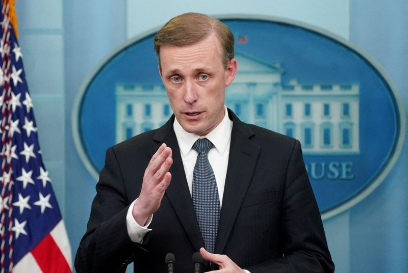 &copy; Reuters. FILE PHOTO: U.S. national security adviser Jake Sullivan speaks to reporters during a press briefing at the White House in Washington, U.S., July 11, 2022. REUTERS/Kevin Lamarque