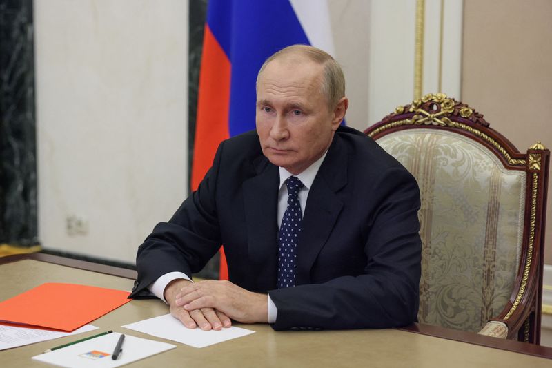 &copy; Reuters. الرئيس الروسي فلاديمير بوتين خلال اجتماع في موسكو يوم 23 سبتمبر أيلول 2022. صورة لرويترز من ممثل لوكالات الأنباء.