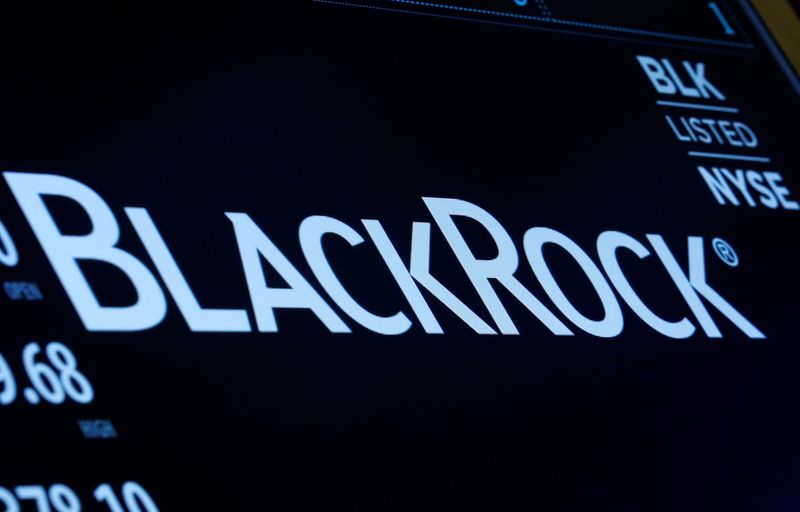 &copy; Reuters. FILE PHOTO: The company logo and trading information for BlackRock is displayed on a screen on the floor of the New York Stock Exchange (NYSE) in New York, U.S., March 30, 2017. REUTERS/Brendan McDermid