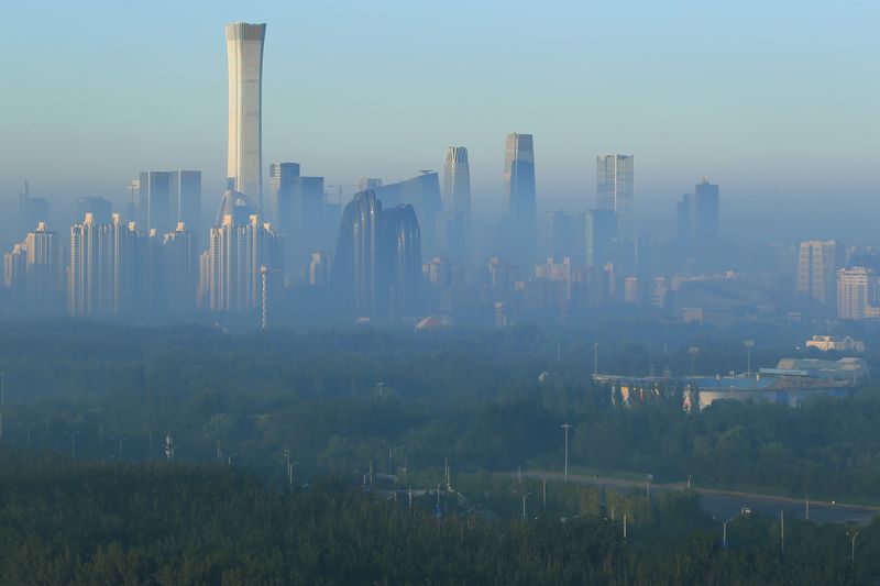 &copy; Reuters. FILE PHOTO: The skyline of the central business district is seen in the morning in Beijing, China August 21, 2019. REUTERS/Stringer 