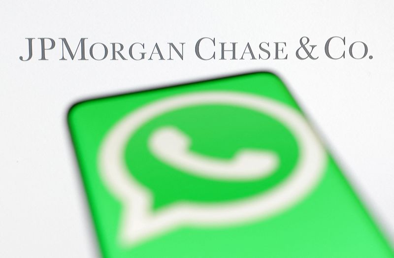 &copy; Reuters. JPMorgan Chase & Co and Whatsapp logos are seen in this illustration taken, August 22, 2022. REUTERS/Dado Ruvic/Illustration
