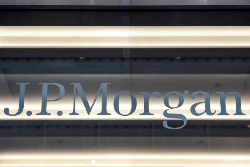 &copy; Reuters. FILE PHOTO: A J.P. Morgan logo is seen in New York City, U.S. January 10, 2017. REUTERS/Stephanie Keith/File Photo