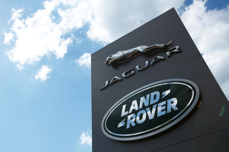 &copy; Reuters. FILE PHOTO: The Jaguar Land Rover logo is seen at a dealership, following the outbreak of the coronavirus disease (COVID-19), Milton Keynes, Britain, June 1, 2020. REUTERS/Andrew Boyers