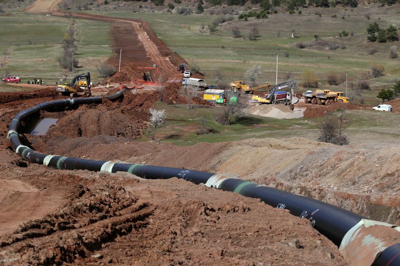&copy; Reuters. FILE PHOTO: A part of the Trans Adriatic Pipeline (TAP) is pictured in Gjanc near Korce, Albania April 17, 2019. Picture taken April 17, 2019 REUTERS/Florion Goga/File Photo