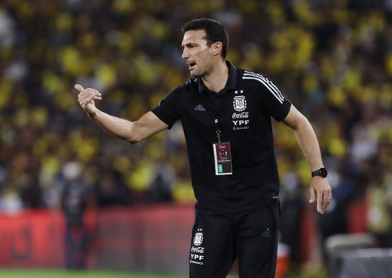 &copy; Reuters. Técnico da seleção argentina Lionel Scaloni
 29/3/2022    Pool via REUTERS/Franklin Jacome