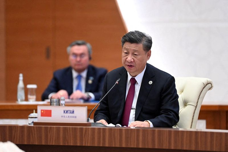 &copy; Reuters. الرئيس الصيني شي جين بينغ يحضر اجتماعا في أوزبكستان يوم 16 سبتمبر أيلول 2022. صورة لرويترز من وزارة الخارجية الأوزبكية. (يحظر إعادة بيع أو الاحت