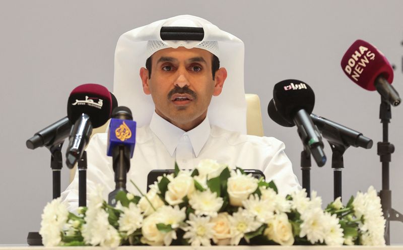 © Reuters. سعد الكعبي الرئيس التنفيذي لشركة قطر للطاقة ووزير الدولة لشؤون الطاقة يتحدث في الدوحة بتاريخ 31 أغسطس آب 2022 . تصوير : محمود دبوس- رويترز .  