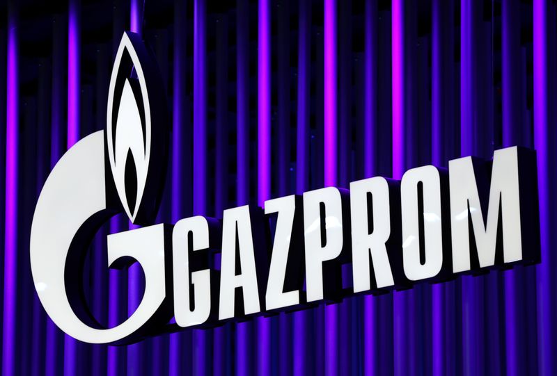 &copy; Reuters. FILE PHOTO: The logo of Gazprom company is seen at the St. Petersburg International Economic Forum (SPIEF) in Saint Petersburg, Russia June 15, 2022. REUTERS/Anton Vaganov/File Photo
