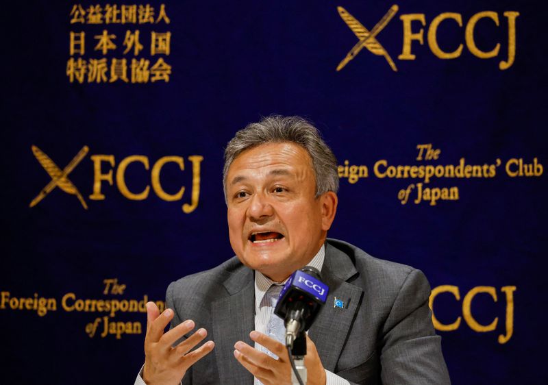 &copy; Reuters. Dolkun Isa, President of the World Uyghur Congress, attends a news conference with other leaders of the Chinese ethnic minority group at Foreign Correspondents' Club of Japan in Tokyo, Japan September 30, 2022.  REUTERS/Issei Kato