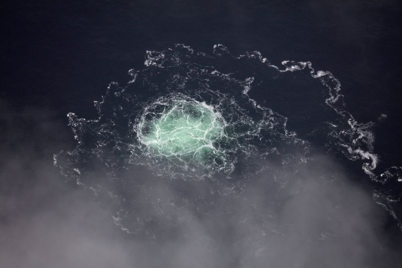 &copy; Reuters. スウェーデンは３日、ロシア産天然ガスを欧州に送る海底パイプライン「ノルドストリーム」に先週損傷が見つかった現場に潜水艦を派遣した。写真はノルドストリーム２のガス漏れ。バル