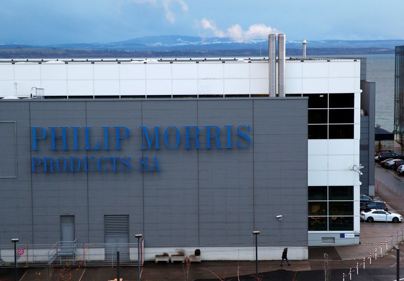 &copy; Reuters. FILE PHOTO: A Philip Morris logo is pictured on a factory in Serrieres near Neuchatel, Switzerland December 8, 2017. REUTERS/Denis Balibouse/File Photo