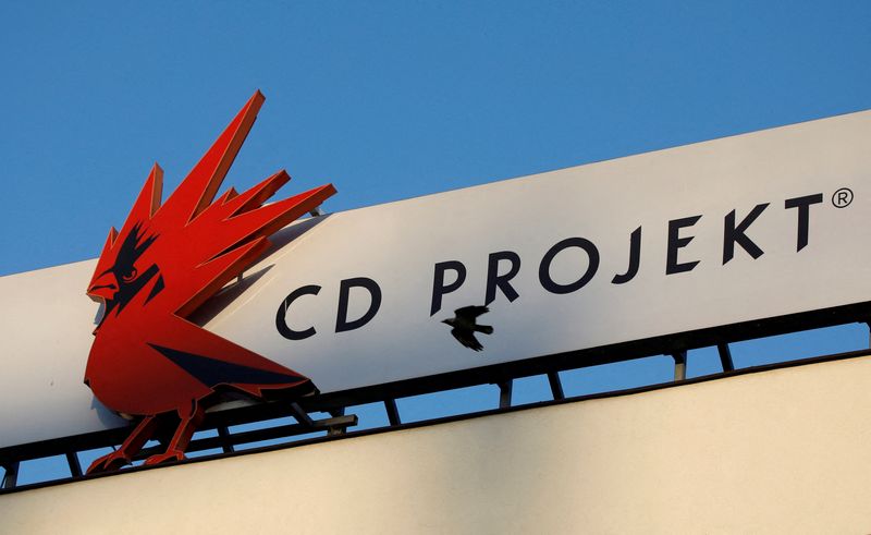 &copy; Reuters. FILE PHOTO: The CD Projekt logo at its headquarters in Warsaw, Poland January 21, 2020. REUTERS/Kacper Pempel/File Photo