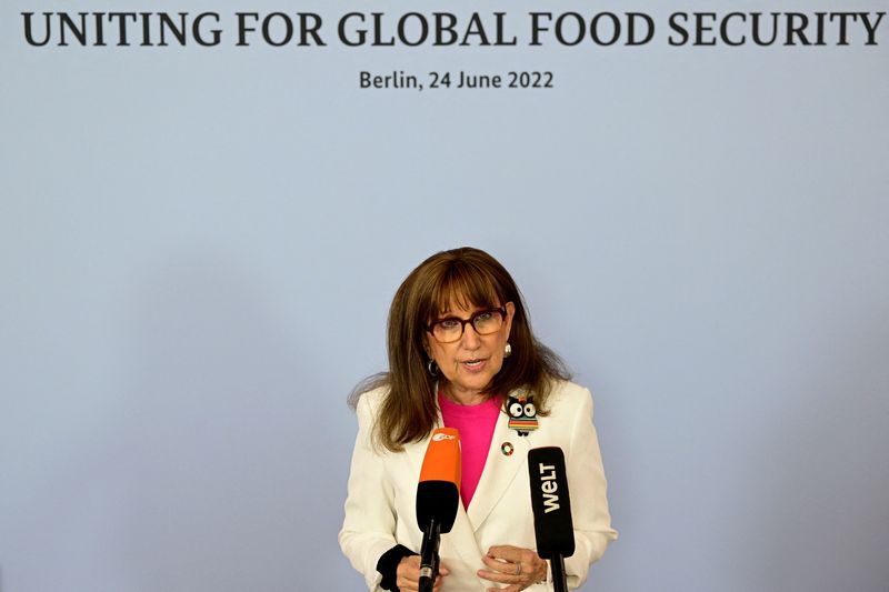 &copy; Reuters. FILE PHOTO: Rebeca Grynspan, secretary-general of the UN Conference on Trade and Development (UNCTAD),  gives a statement during a conference on the global food crisis in Berlin, Germany June 24, 2022. John MacDougall/Pool via REUTERS