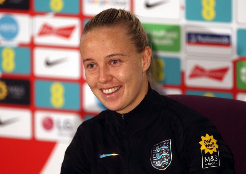 &copy; Reuters. Soccer Football - International Women's Friendly - England Press Conference - The Lensbury Resort, London, Britain - October 6, 2022 England's Beth Mead during the press conference Action Images via Reuters/Paul Childs