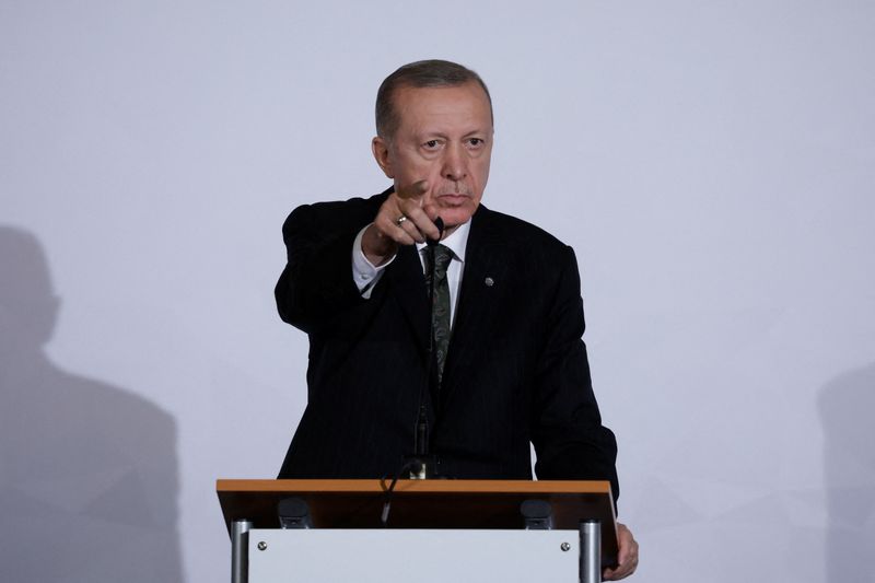&copy; Reuters. الرئيس التركي رجب طيب أردوغان خلال مؤتمر صحفي في براج يوم الخميس. تصوير: ليونارد فوجر - رويترز. 