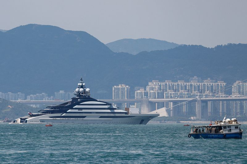 &copy; Reuters. The 465-foot superyacht "Nord", reportedly owned by the sanctioned Russian oligarch Alexei Mordashov is seen, in Hong Kong, China October 7, 2022. REUTERS/Tyrone Siu