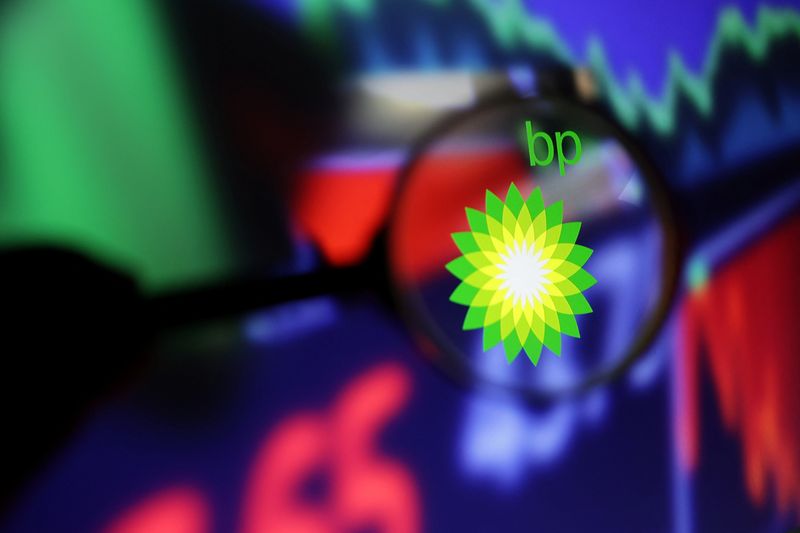 &copy; Reuters. BP logo and stock graph are seen through magnifier displayed in this illustration taken, September 4 2022. REUTERS/Dado Ruvic/Illustration