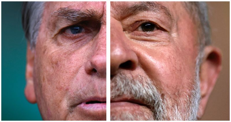 &copy; Reuters. Combination picture of Brazil's President and candidate for re-election Jair Bolsonaro during a news conference at the Alvorada Palace in Brasilia, Brazil, Foto combinada del presidente de Brasil y candidato a la reelección, Jair Bolsonaro, durante una c