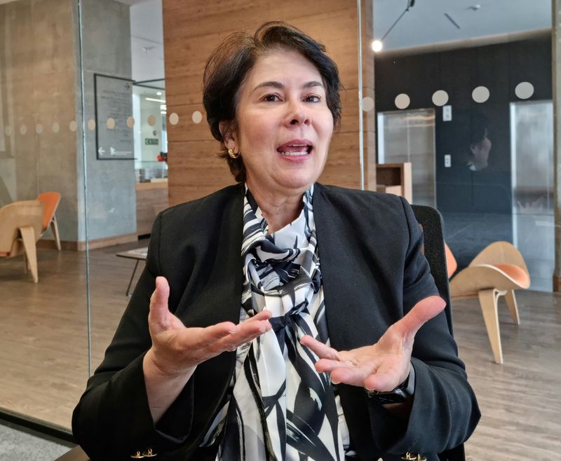 © Reuters. Vanusia Nogueira, Executive Director of the International Coffee Organization, speaks during an interview with Reuters in Bogota, Colombia, October 7, 2022. REUTERS/Luis Jaime Acosta