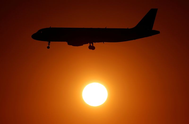 &copy; Reuters. FILE PHOTO: An airplane approaches to land at Fiumicino airport in Rome, Italy October 24, 2018. REUTERS/Max Rossi/File Photo